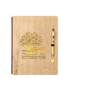 Wooden Notebook Journal <b>Diary</b> Office Employee Gift with Thermal Binding Premium Paper Quality for Better Readability - Product Image 1