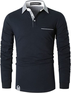 Men's Solid Embroidered Knitted Shirt 100% Cotton Long Sleeve Stand <b>Collar</b> Casual Breathable Eco-Friendly Quick Dry Anti-Pilling - Product Image 4
