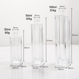 Produttore di fragranze chiaro alto rettangolo vite ricaricabile 30ml 50ml 100ml contenitore contenitore per profumo Spray in vetro - Product Image 3