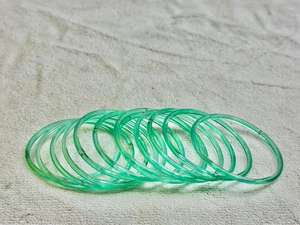Transparent Green Jelly <b>Bangles</b> Set Gold Plated 12-Piece Lightweight Plain Stackable Chudi Women Traditional Ethnic Fashion - Product Image 3