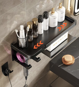 Support de Douche Mural Double Niveau en Aluminium OEM/ODM pour Salles de Bain Modernes – Organisateur Suspendu - Product Image 4