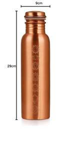 <b>copper</b> bottle with chakra art metal water bottle reusable eco friendly drinkware storage kitchen use <b>screw</b> cap - Product Image 6
