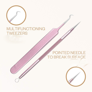 Kit professionnel 6-en-1 pour l'élimination des points noirs, pinces courbées, extracteur de comédons, ensemble d'outils - Product Image 4