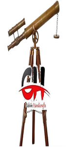 Telescopio CH Vintage de 14 pulgadas de latón tallado y grabado de doble cañón con impresión por huecograbado, artesanía coleccionable blindada, soporte de madera Calvin - Product Image 3