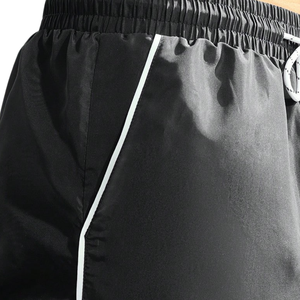 <b>Mens</b> Black Sporty Woven Mid Waist Lightweight Breathable Quick Dry Polyester Drawstring <b>Shorts</b> for Running Gym Beach Summer - Product Image 5