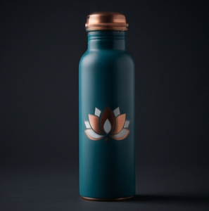 Bouteille d'eau en cuivre émaillé artisanale en gros, motif lotus, ayurvédique, étanche, écologique, gourde métallique pour la gym et le bureau, OEM - Product Image 2