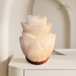 Lámpara de Sal de Cristal Blanco Tallada a Mano con Base de Madera, Decoración Romántica para el Hogar y Luz de Regalo - Product Image 3