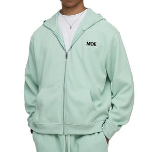 Sudadera con capucha para hombre con cremallera, tejido acanalado, mezcla de algodón, corte holgado, estilo urbano, venta al por mayor OEM - Product Image 1