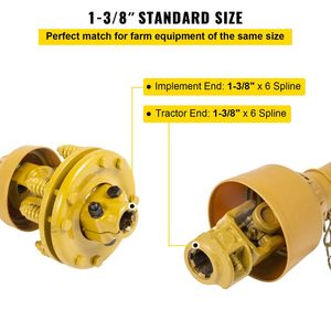 Serie 4 frizione gialla a slittamento dell'albero per trattore spazzola maiale/finitura falciatrice 1-3/8 \ "6 parti macchine agricole Spline Drive - Product Image 3