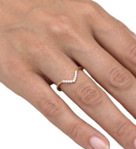 DEF Color VS VVS Clarity Curved Chevron Band Minimalist Round Lab Diamond Pave Band 18K Solid Gold IGI Certified Promise Ring - Product Image 6