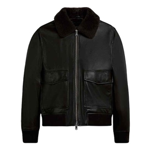 Veste d'hiver en cuir personnalisée pour homme, en cuir de mouton et de chèvre, coupe ajustée, col montant, veste élégante et moderne - Product Image 1