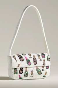 Beaded Fruit Pattern Bohemian Clutch <b>Bag</b> <b>Small</b> Cosmetic Case Fashion Trend Soft Handle <b>White</b> - Product Image 4
