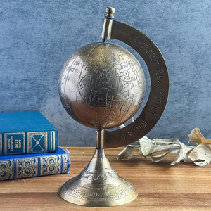 Globe de bureau vintage en laiton, carte du monde gravée, style céleste, ornement de table, décoration classique pour bureau, bibliothèque, salle d'étude, voyage - Product Image 2