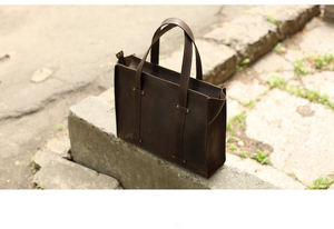 Sac fourre-tout en cuir marron, cuir véritable, fait main, personnalisé, sac fourre-tout en cuir noir pour femme LTB-0230 - Product Image 3