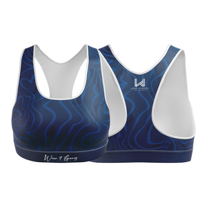 Sujetador deportivo de alto soporte para mujer, tela transpirable, estampado personalizado, top de fitness con cuello redondo, licra, poliéster, sujetador deportivo para yoga - Product Image 1