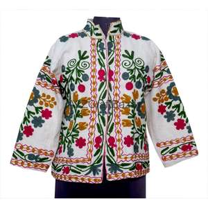 Chaqueta Bomber de Algodón Tejido Suzani TNT para Mujer, con Volantes Bordados, Diseño Floral Vintage, Ecológica, Transpirable, de Secado Rápido, para Primavera e Invierno - Product Image 1