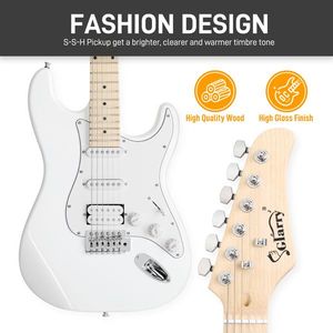 Glarry GST elegante Kit di chitarra elettrica Pickup S-S-H con borsa da 20W AMP cinturino per chitarra bianco - Product Image 6