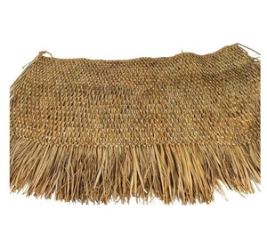 Vietnamese <b>Rustic</b> Bamboo & Wooden Roof Tiles Iron Borders CYPERUS-TYPHA SEWN GRASS MAT Art Deco <b>Home</b> <b>Decor</b> Outdoor Wall Hanging - Product Image 3