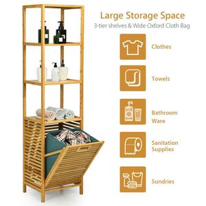 Organizzatore a Torre in Bambù con 3 Ripiani per Stoccaggio - Product Image 5