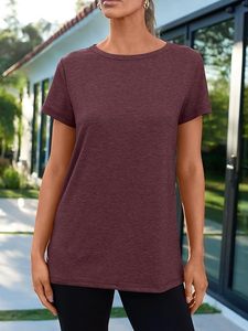 <b>Women's</b> Maroon O-Neck Short Sleeve Regular Fit Cotton Jersey T-Shirt Casual Solid Color Breathable All Seasons <b>Top</b> - Product Image 1