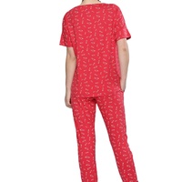 Conjunto de Pijama Sexy y Elegante de Manga Corta para Mujer, Estampado con Personajes, Tejido de Algodón, Cintura Elástica, Informal, para Verano y Otoño