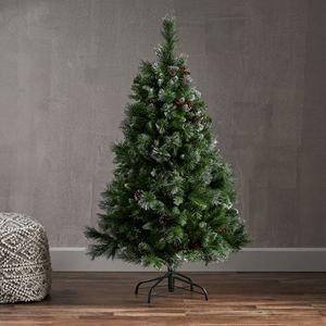 Albero di Natale Artificiale Glitterato da 1,37 m con 200 Luci, 407 Rami Decorati con Bacche Rosse e Pigne - Product Image 3