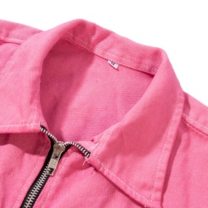 Custom OEM Heavyweight Washed <b>Canvas</b> <b>Jacket</b> <b>Men</b> Streetwear Turn-down Collar Zip Up Vintage Plain Cotton Twill Coat - Product Image 3