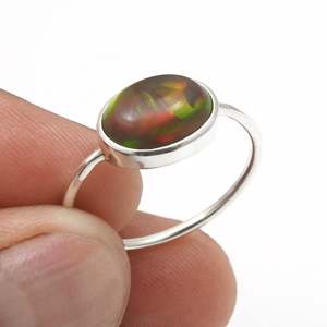 Natural Oval Shaped Black <b>Opal</b> Gemstone <b>Ring</b> Made From 925 Sterling <b>Silver</b> Handmade Boho <b>Ring</b> Perfect Anniversary-Wedding Gift - Product Image 3