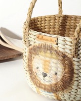 Panier en jonc de mer peint avec un visage de tigre, panier de rangement fait main, vente en gros, écologique, fabriqué au Vietnam