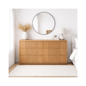 LINEAR RANGE Collection Wooden Bedroom Living Room Furniture Durable Eco-Friendly Factory Price Wooden Dresser 6 Drawers - Product Image 1