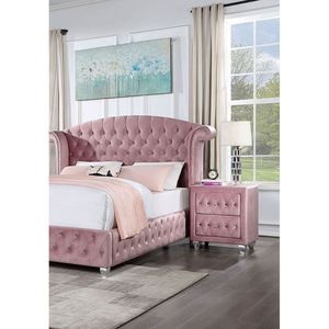 Bellissimo Comodino Rosa con Maniglia in Acrilico Simil-Cristallo, 2 Cassetti, Mobile per Camera da Letto - Product Image 6