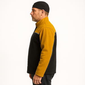 Veste de travail noire et moutarde avec col montant et fermeture boutonnée pour usage industriel - Product Image 5