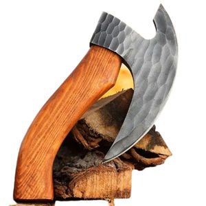 Hache artisanale Burraq en acier au carbone avec manche en bois de rose et étui en cuir, hache à pizza pour l'extérieur, cadeau idéal pour la fête des pères - Product Image 1