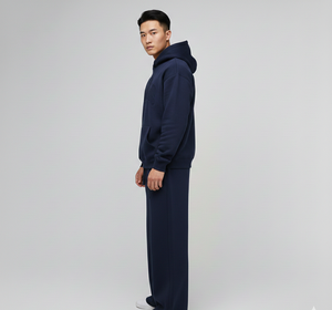 Ensemble de survêtement d'hiver pour homme en coton 100% coupe droite bordeaux coupe ample coupe-vent avec sweat à capuche et pantalon de jogging personnalisés en relief style streetwear - Product Image 2