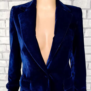Veste en velours bleu marine, blazer en velours bleu marine, blazer pour femme, blazer vintage bohème hipster, veste de soirée - Product Image 2