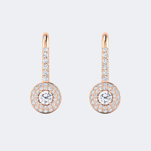 Boucles d'oreilles pendantes avec halo pavé et taille ronde 1.00CTW - Product Image 3