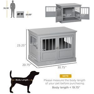 Cuccia per Cani in Legno Grigio Peltro, Lusso, per Razze Piccole, Tavolino con Tre Porte, Tubi in Acciaio Impermeabili, Gabbia in Plastica - Product Image 3