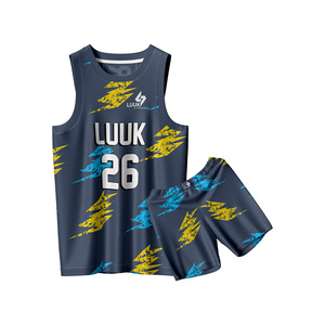 Ensembles d'uniformes de basketball personnalisés pour hommes 100 % polyester imprimés par transfert thermique respirants grandes tailles séchage rapide évacuation de l'humidité - Product Image 5