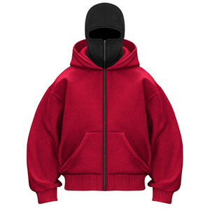 Pasamontañas y sudaderas con capucha tipo ninja con cremallera, logotipo personalizado, sudaderas de moda de forro polar para esquí, sudadera con capucha completa con máscara y cremallera para hombre - Product Image 6