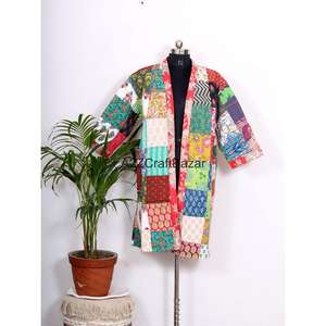 Kimono léger pour femme 100% coton pur, imprimé floral, Kantha, luxe, respirant, patchwork, pour l'hiver - Product Image 1