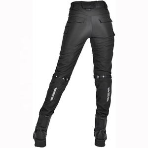 Pantalon de moto noir uni pour homme avec fermetures éclair, protections renforcées aux genoux, équipement de sécurité pour la conduite - Product Image 6