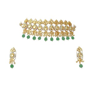 <b>Indian</b> Vintage Classic Choker Set Traditional Crystal Kundan Faux Pearl High Quality Wedding Party Necklace Earrings <b>Ring</b> - Product Image 3