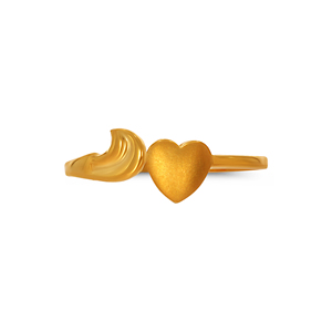 Bague en or Lune et Cœur, Bague en filigrane Amour Éternel, Bande en or exquise avec motifs de cœurs sans fin, Filigrane délicat - Product Image 3