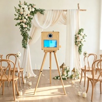 Photomaton rétro en bois avec écran tactile de 15,6 pouces, appareil photo reflex numérique compatible avec l'imprimante DNP620 pour les événements de location de mariage