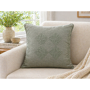 Luxury Embroidered 100% Linen Cushion <b>Cover</b> | Solid Decorative <b>Throw</b> Pillow <b>Cover</b> for <b>Sofa</b>, Living Room & Bedroom - Product Image 4