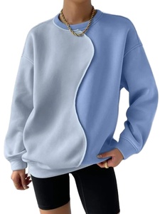 Mode automne femmes sweats hiver à manches longues Patchwork sweats à capuche pull ample élégant Streetwear hauts surdimensionné - Product Image 2