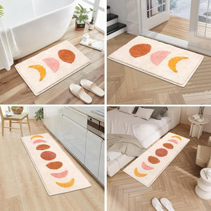 Customised Modern Boho Bathroom Set - 3 Piece Non Slip Microfiber <b>Mats</b>, <b>Absorbent</b> Shower & Toilet Rugs, Bohemian Bathroom Runner - Product Image 3