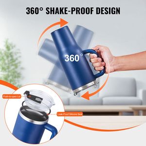 Borraccia Sportiva Isolata in Acciaio Inox da 40 oz, Tazza da Viaggio per Caffè con Doppia Parete e Coperchio da Campeggio, Capacità 64 oz - Product Image 3