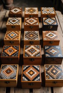 Caja de Almacenamiento de Madera Pintada a Mano con Diseño Artístico Tradicional, Caja Organizadora de Joyas Hecha a Mano Decorativa para Decoración del Hogar, Paquete de Regalo - Product Image 2