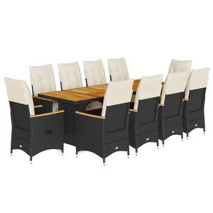 Conjunto de Bistro Grande para Jardín, de Mimbre Sintético Negro, Rectangular - Product Image 2